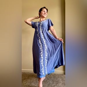 Blue Floral Long Dress